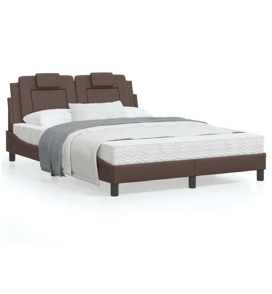 Cadre de lit avec tête de lit Marron 140x190 cm Similicuir