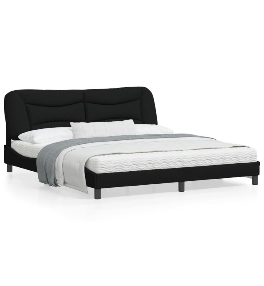 Cadre de lit avec lumières LED noir 180x200 cm tissu
