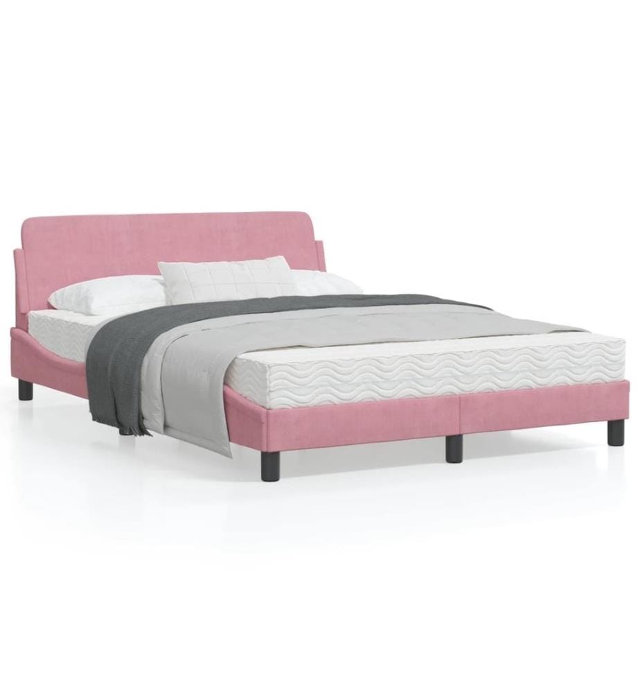 Cadre de lit avec tête de lit Rose 140x190 cm Velours