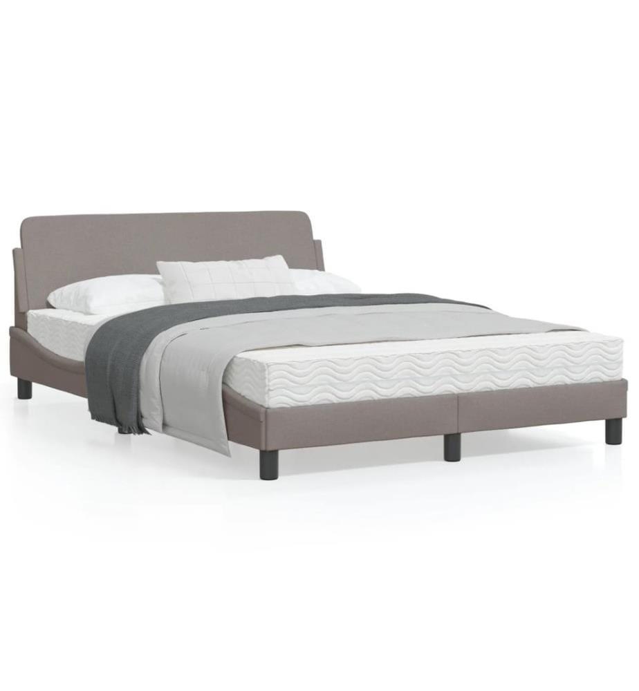 Cadre de lit avec tête de lit Taupe 140x200 cm Tissu