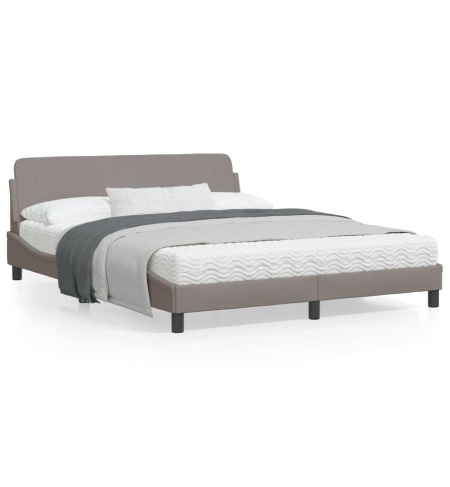 Cadre de lit avec tête de lit Taupe 160x200 cm Tissu