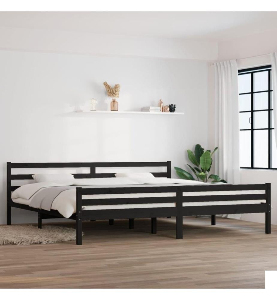 Cadre de lit Noir Bois massif 200x200 cm