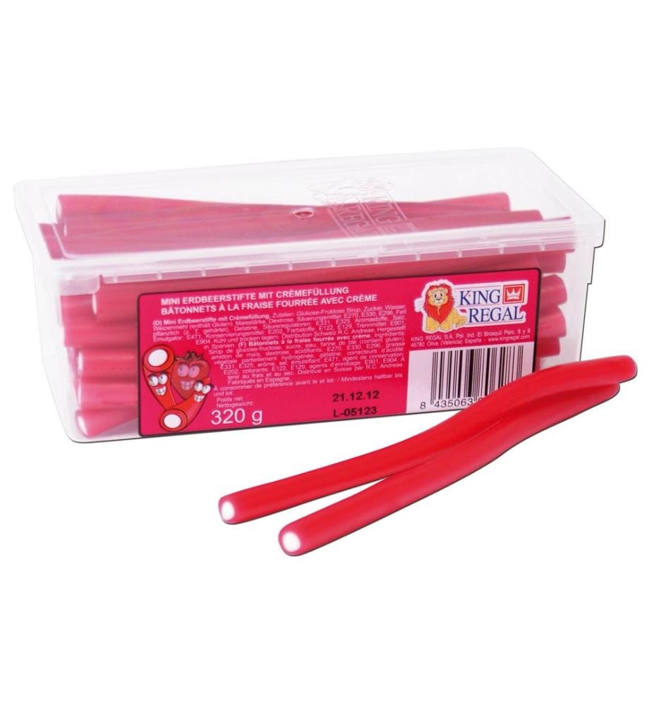 King Regal - Bonbons gommeux Mini bâtonnets de fraises 320 g