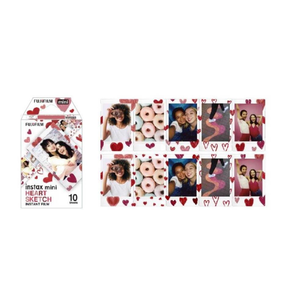 FUJIFILM - Film instantané Instax Mini Heart Sketch 10 feuilles