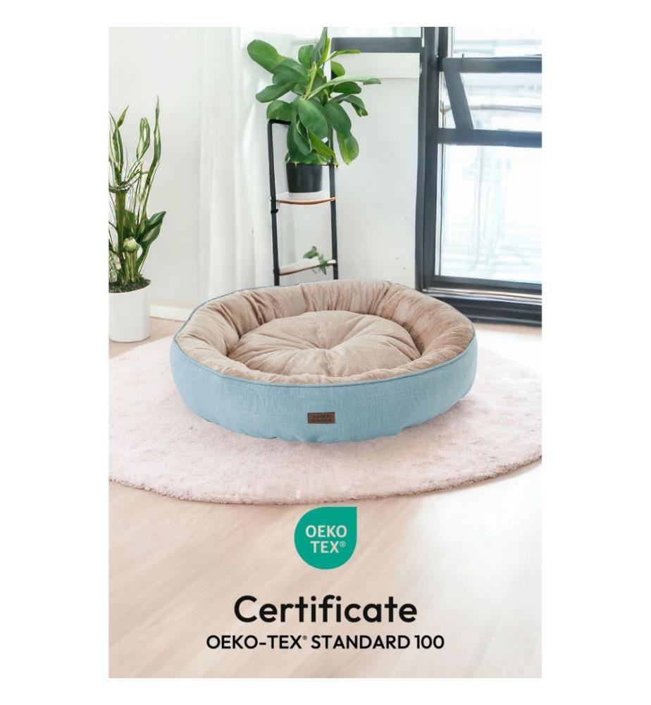 Panier pour animaux turquoise et beige housse extérieure : 95 % polyester / 5 % coton et lycra