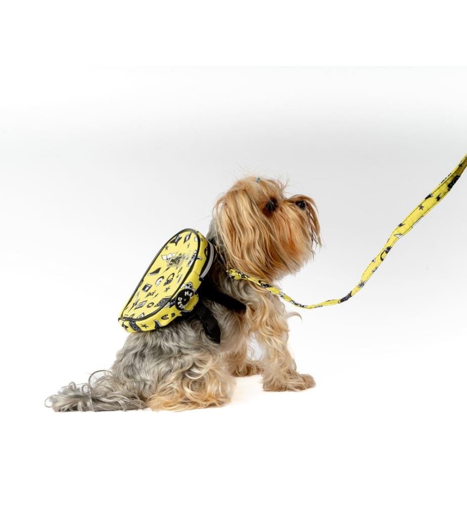 Sac à dos pour chien jaune 100 % tissu alvéolé