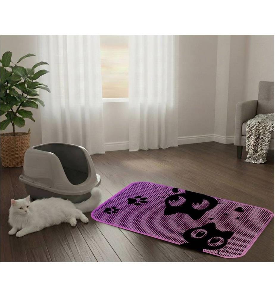 Tapis pour litière pour chat multicolore 50 % PVC / 50 % polyester