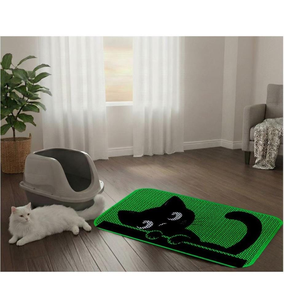 Tapis pour litière pour chat multicolore 50 % PVC / 50 % polyester