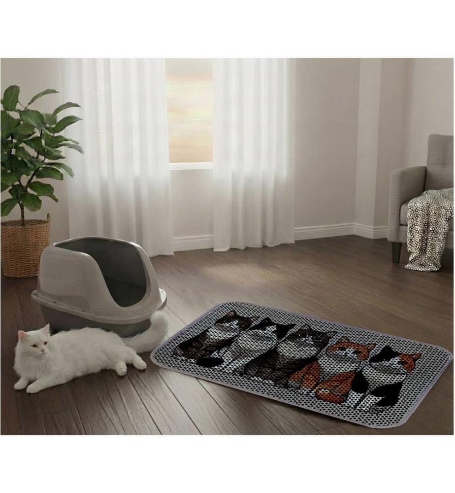 Tapis pour litière pour chat multicolore 50 % PVC / 50 % polyester