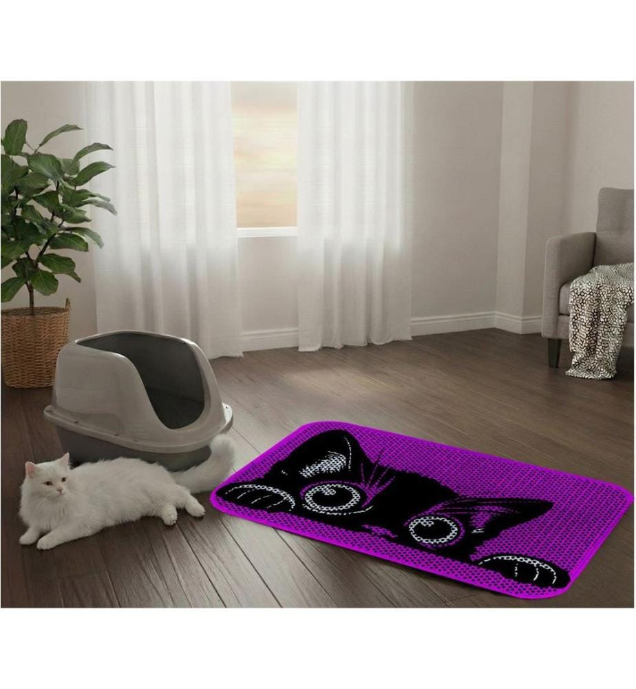 Tapis pour litière pour chat multicolore 50 % PVC / 50 % polyester