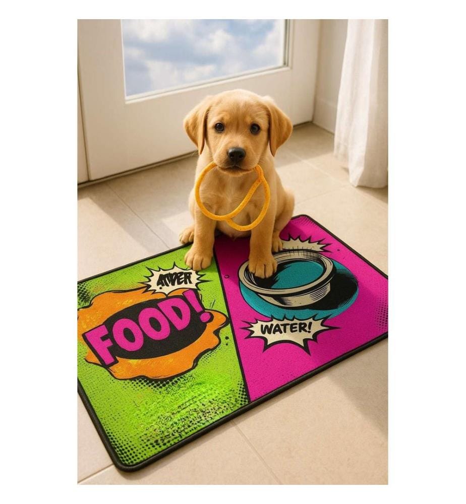 Tapis d'alimentation pour animaux multicolore 100 % PVC
