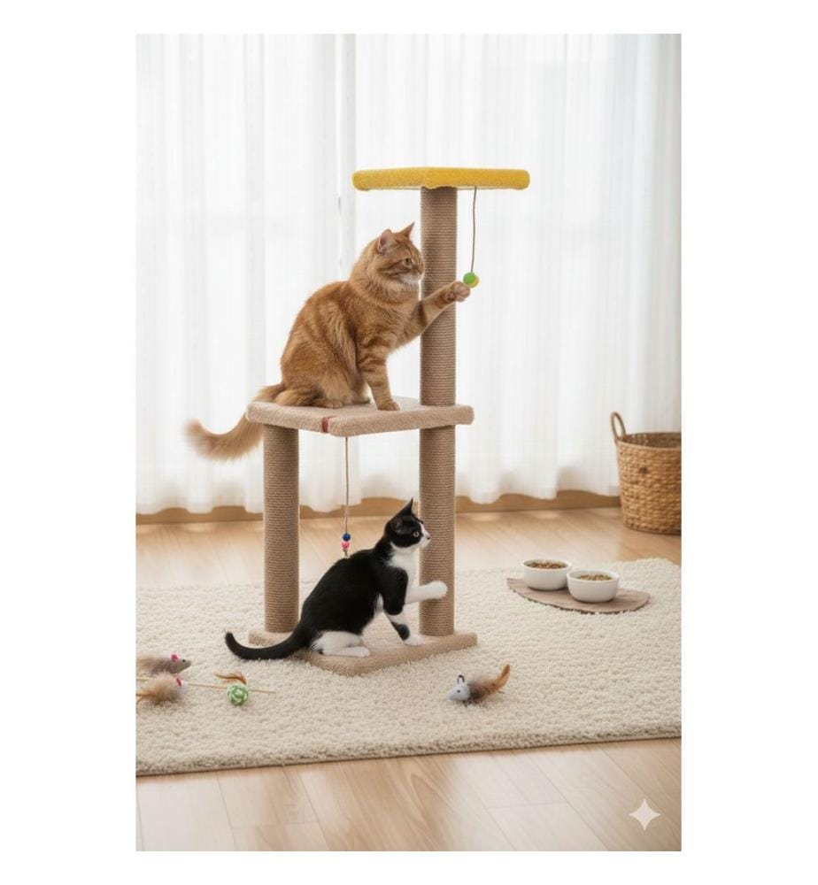 Griffoir pour chat couleur crème cadre : 100 % aggloméré