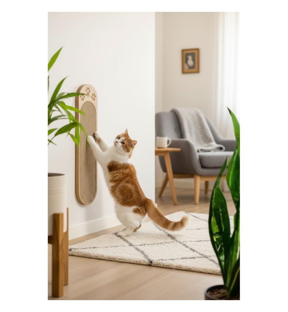 Griffoir pour chat beige chêne 70 % jute / 30 % MDF