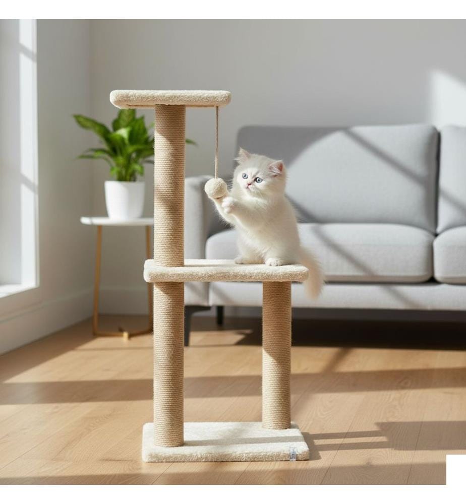 Griffoir pour chat blanc 100% tissu WELSOFT