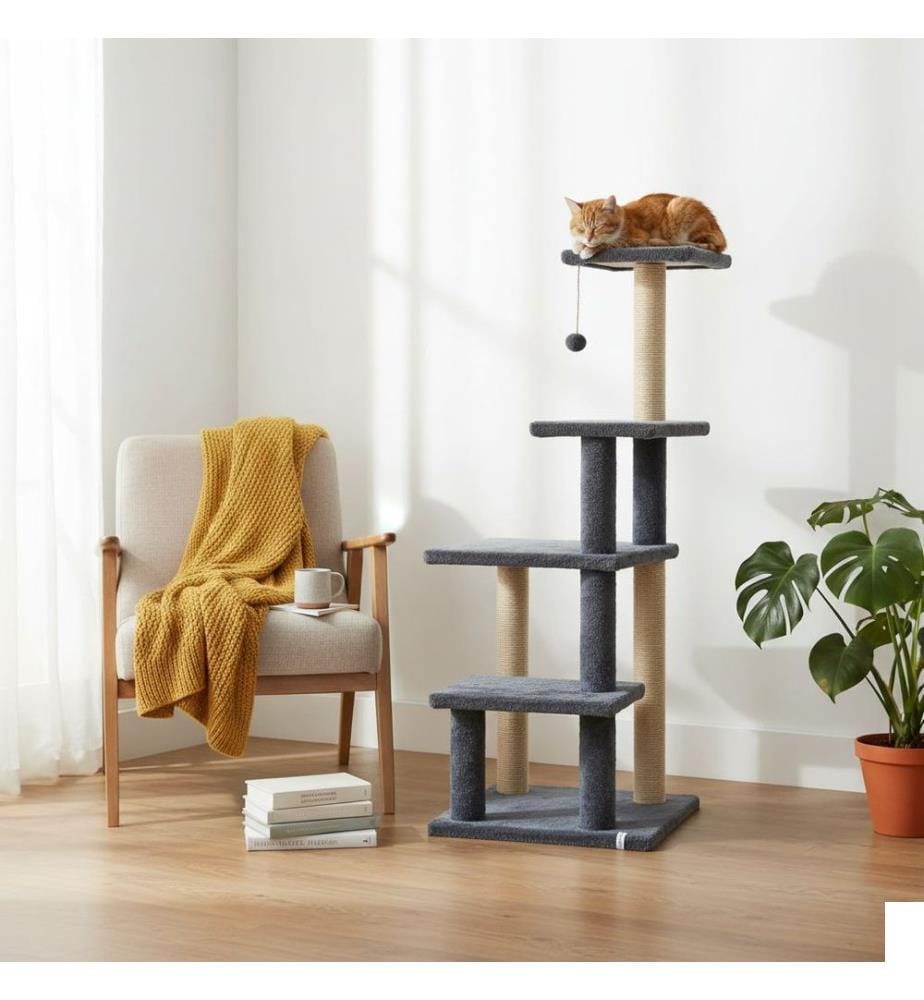 Griffoir pour chat anthracite 100 % tissu WELSOFT