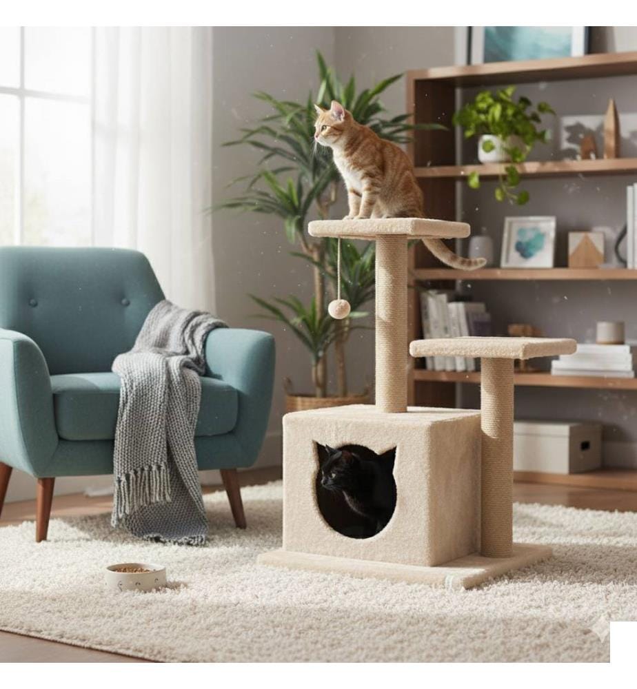 Maison pour chat beige 100 % tissu WELSOFT