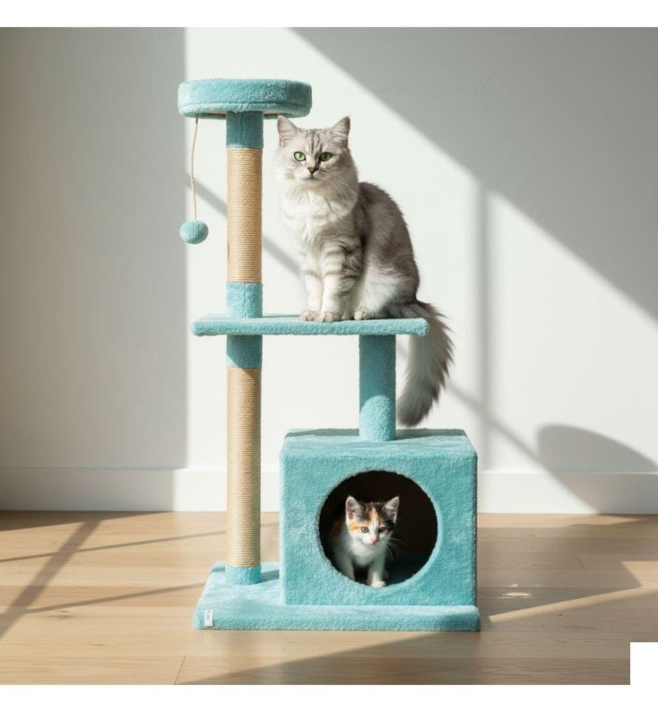 Maison pour chat turquoise 100 % tissu WELSOFT