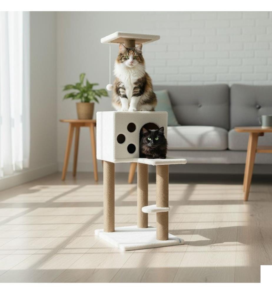 Maison pour chat blanche 100% tissu WELSOFT