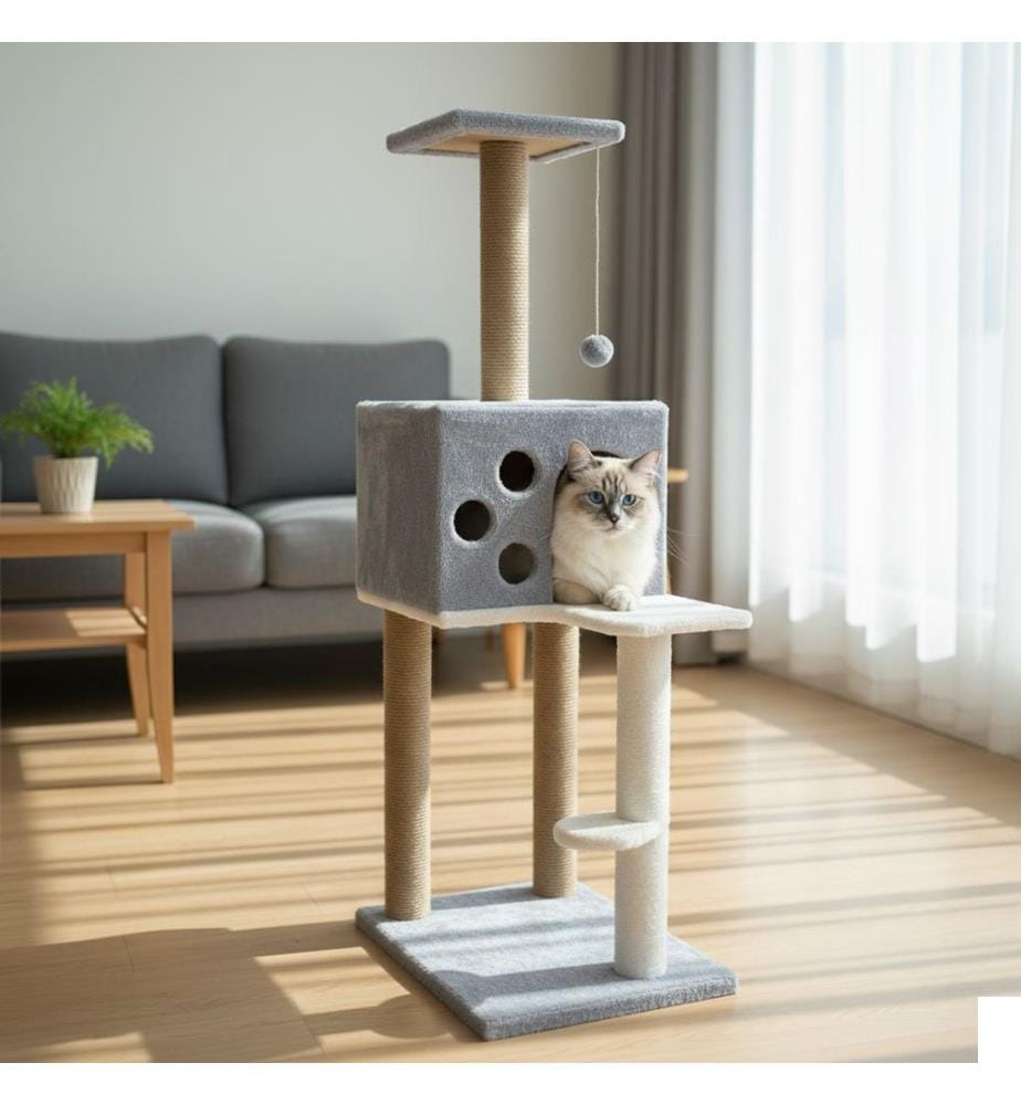 Maison pour chat grise 100% tissu WELSOFT