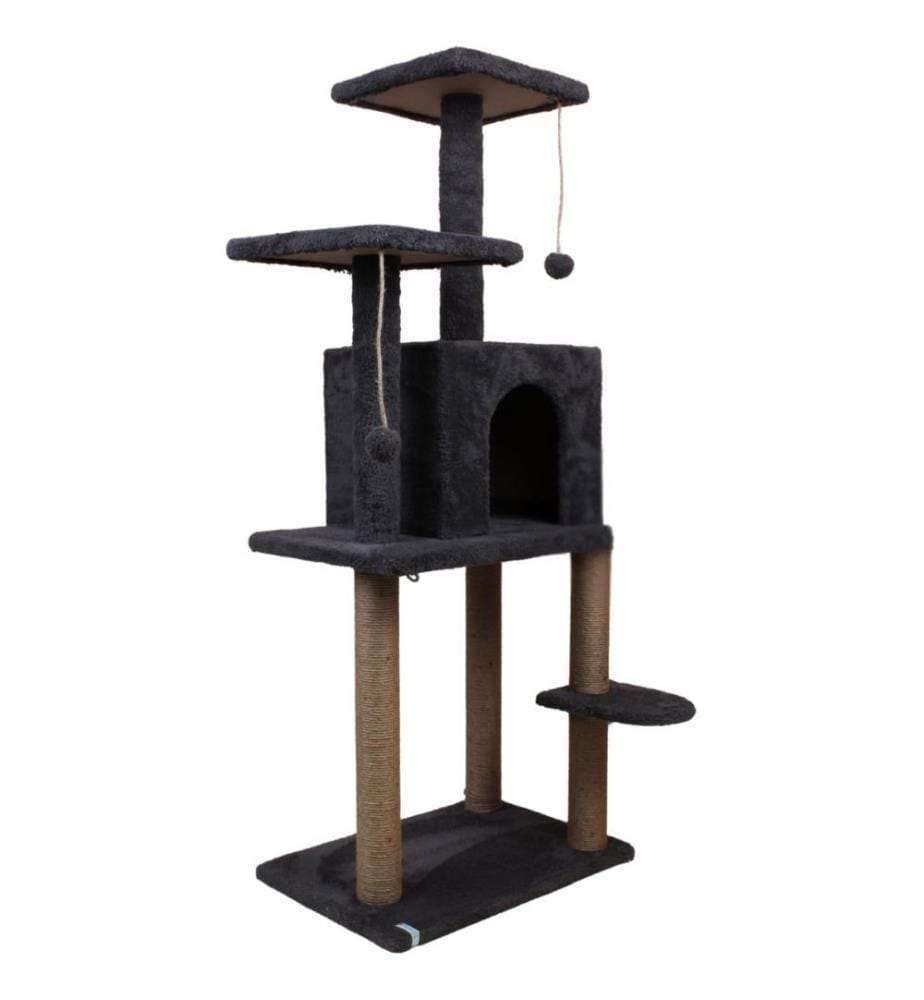 Maison pour chat anthracite 100 % tissu WELSOFT