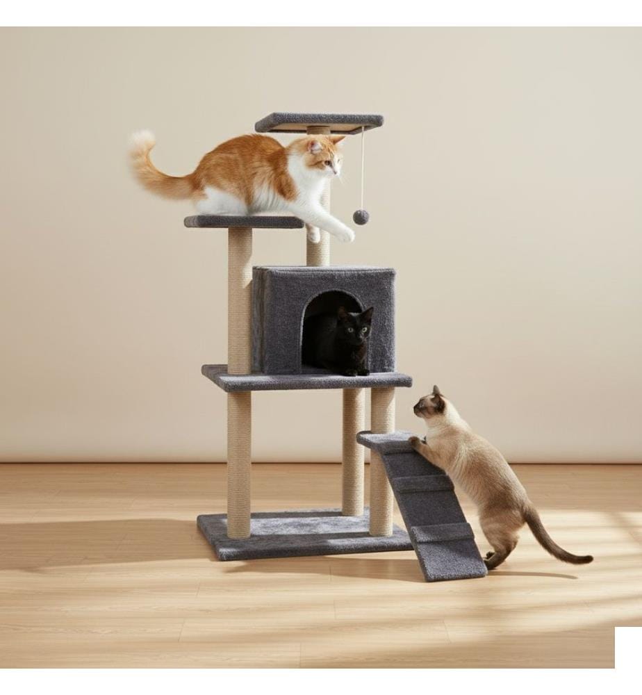 Maison pour chat anthracite 100 % tissu WELSOFT