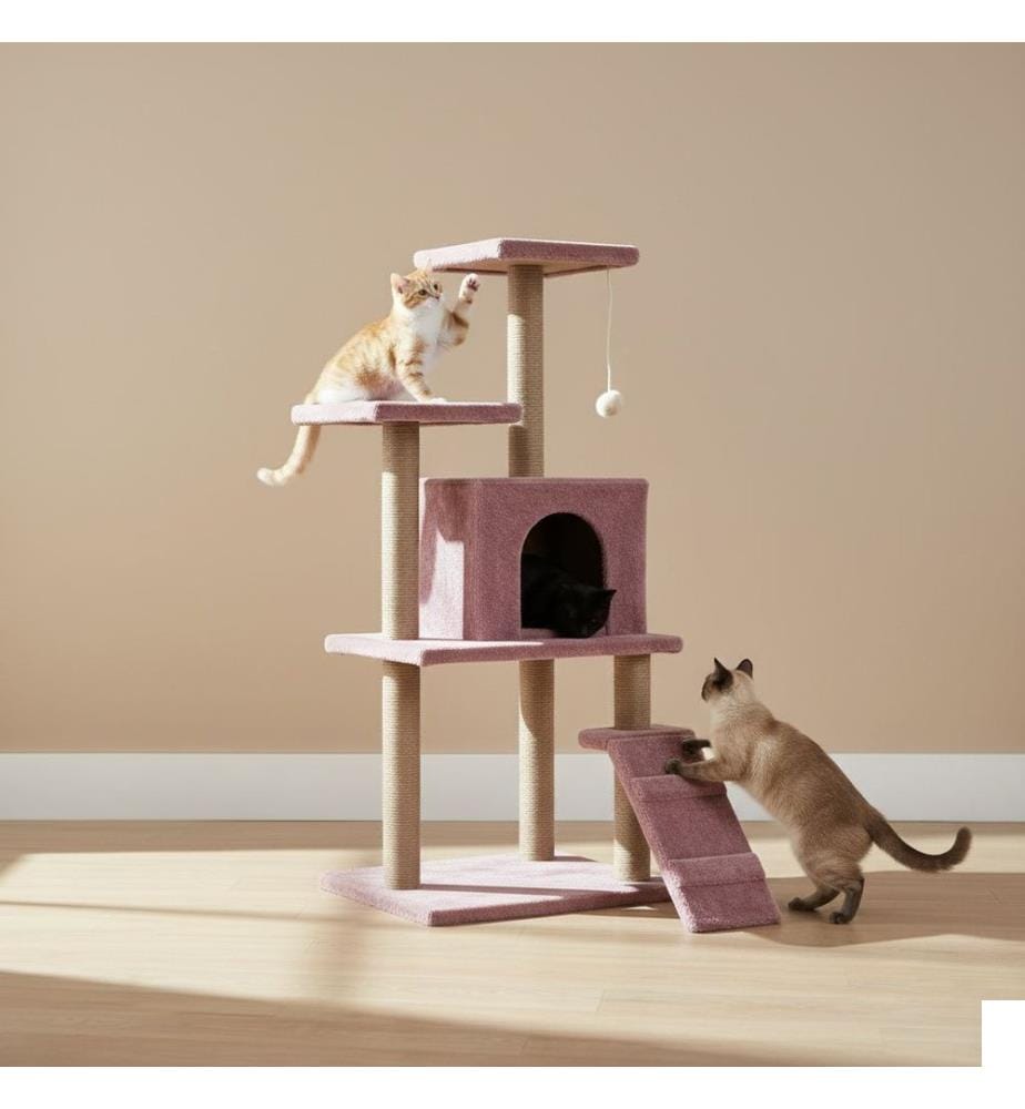 Maison pour chat Rose poudré 100 % tissu WELSOFT