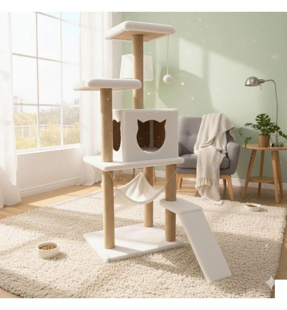 Maison pour chat blanche 100% tissu WELSOFT