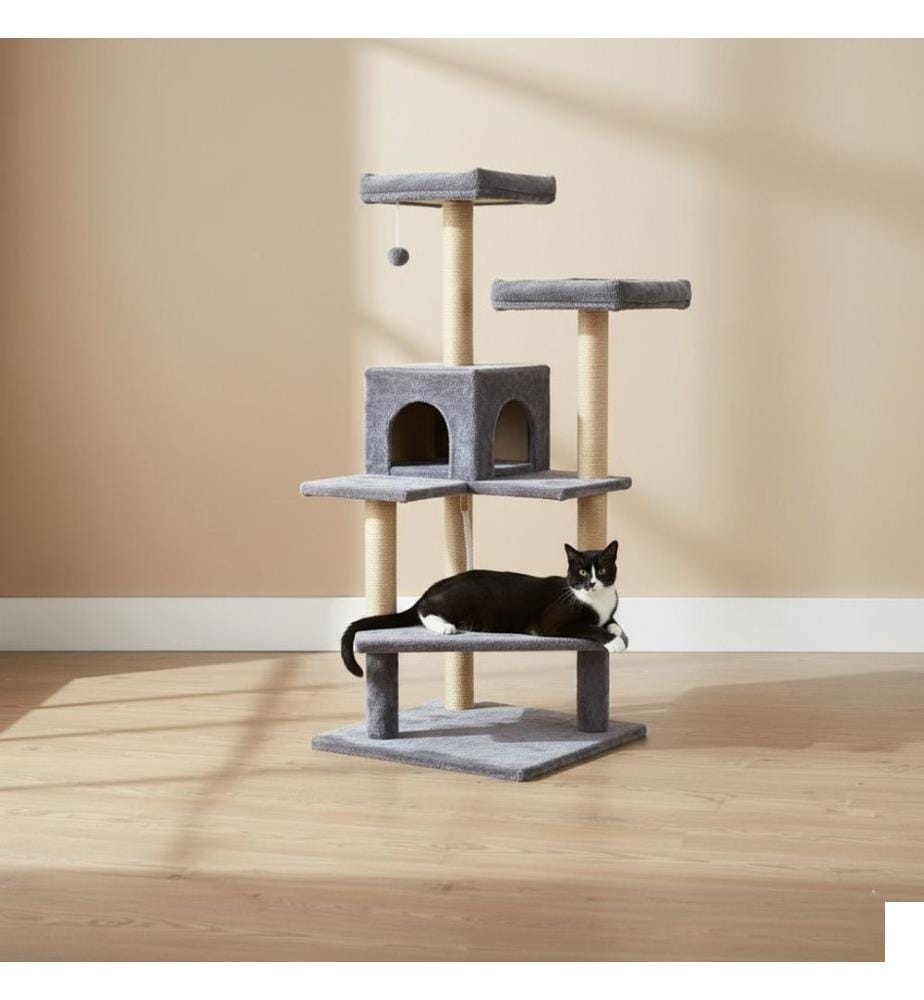 Maison pour chat anthracite 100 % tissu WELSOFT