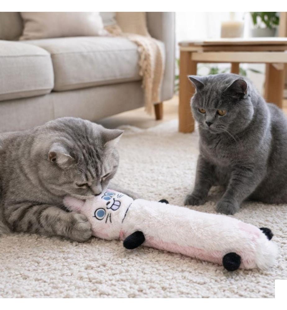 Jouet pour chat blanc et rose tissu : 100 % polyester