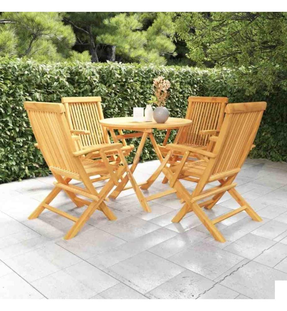 Salon de jardin 5 pcs Bois de teck massif