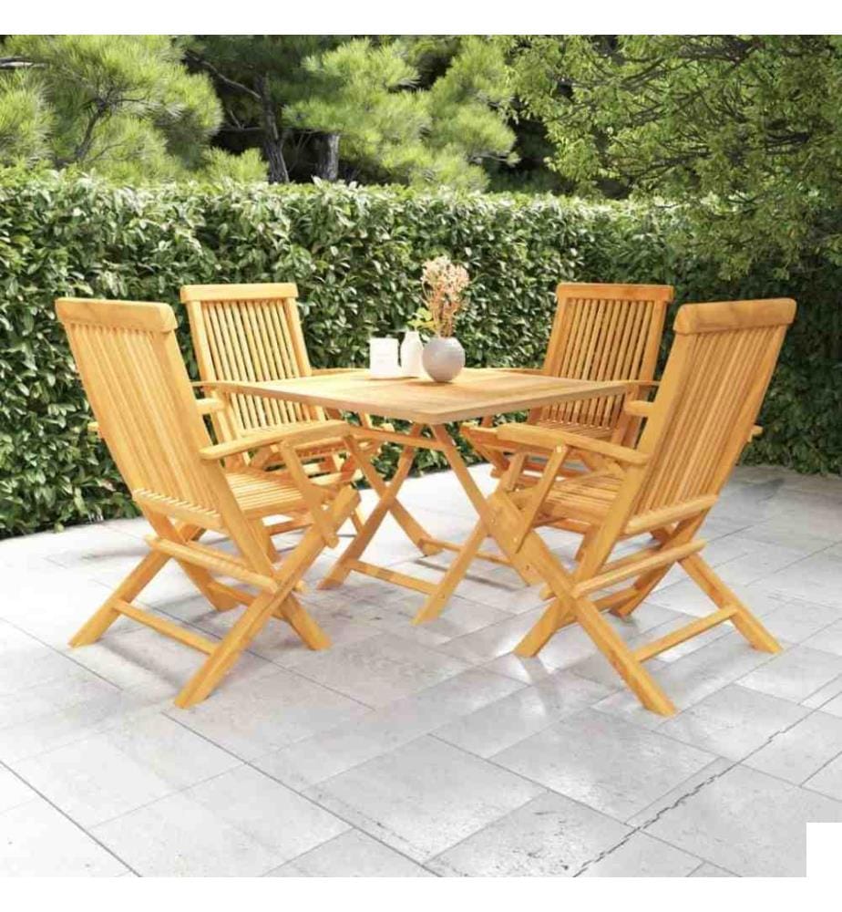 Salon de jardin 5 pcs Bois de teck massif