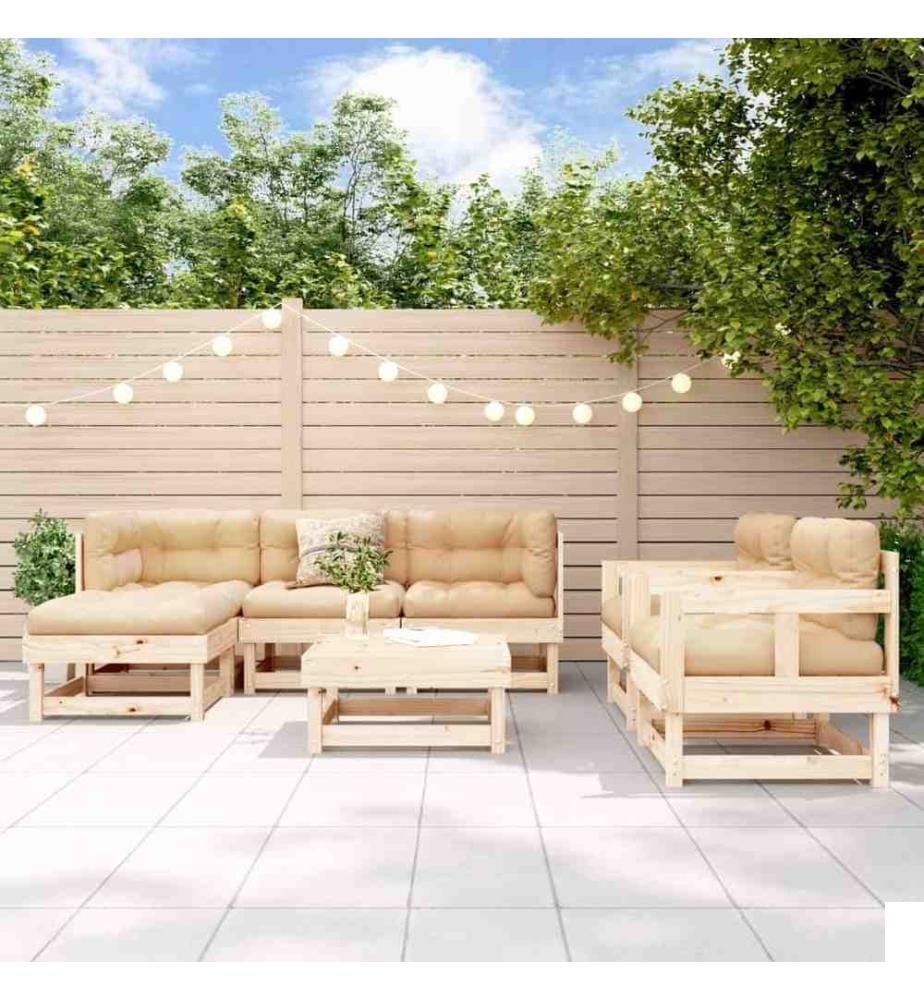 Salon de jardin 7 pcs Bois de pin massif