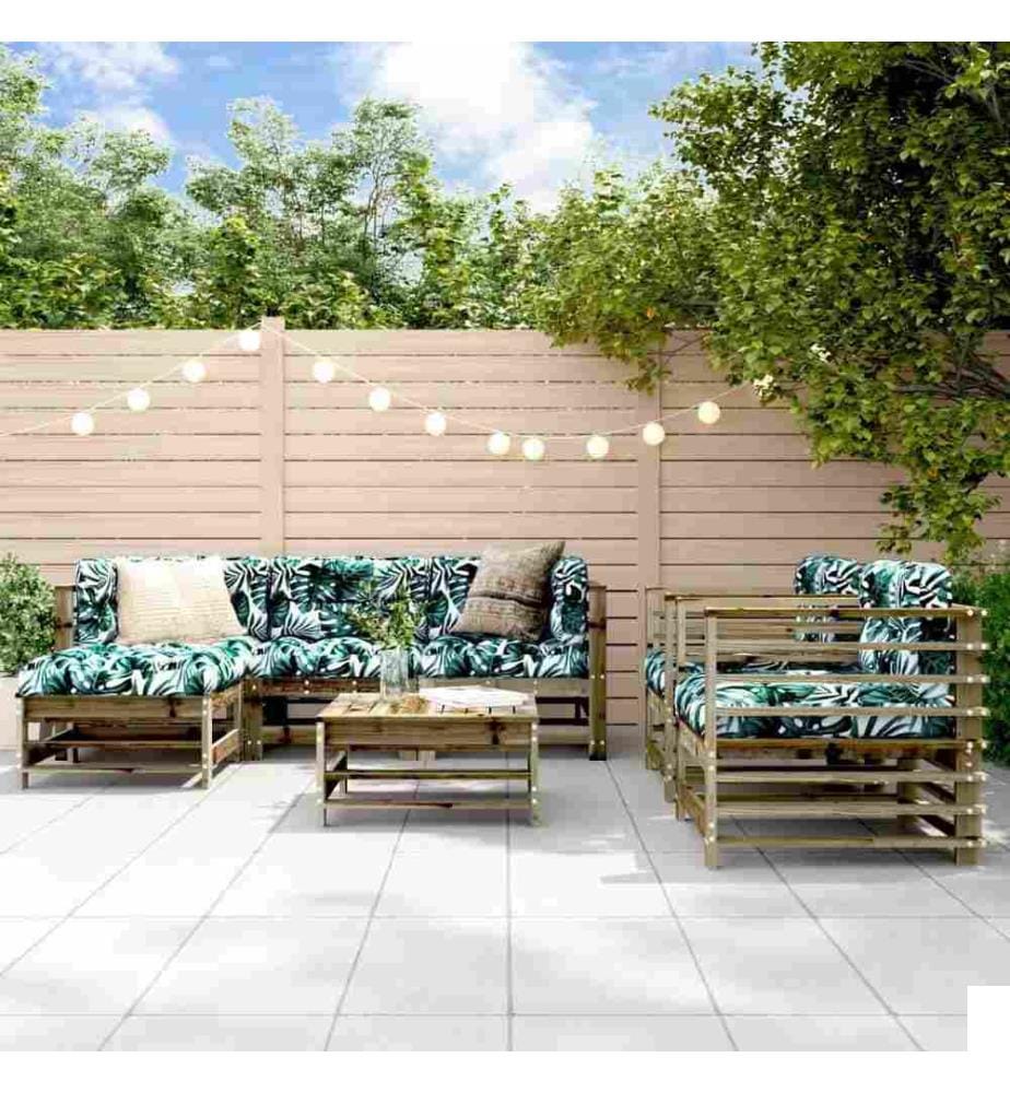 Salon de jardin 7 pcs bois de pin imprégné