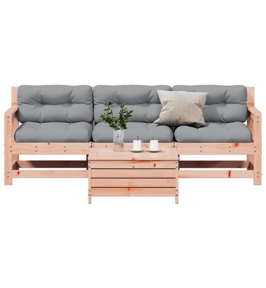 Salon de jardin 4 pcs avec coussins bois massif douglas