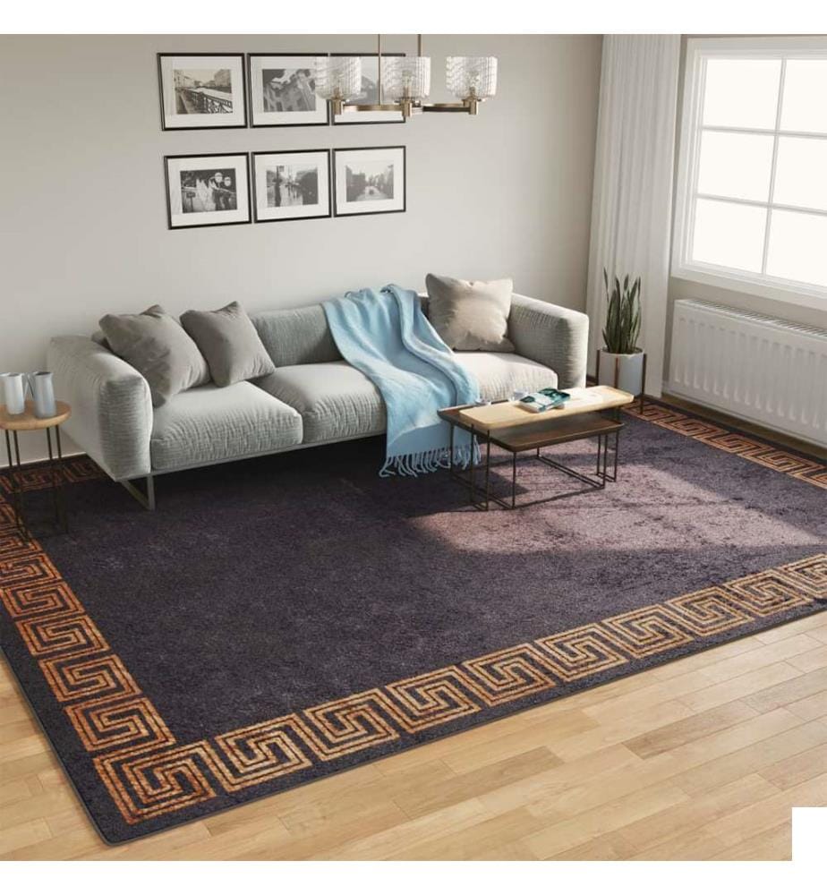 Tapis lavable noir et doré 400x300 cm antidérapant