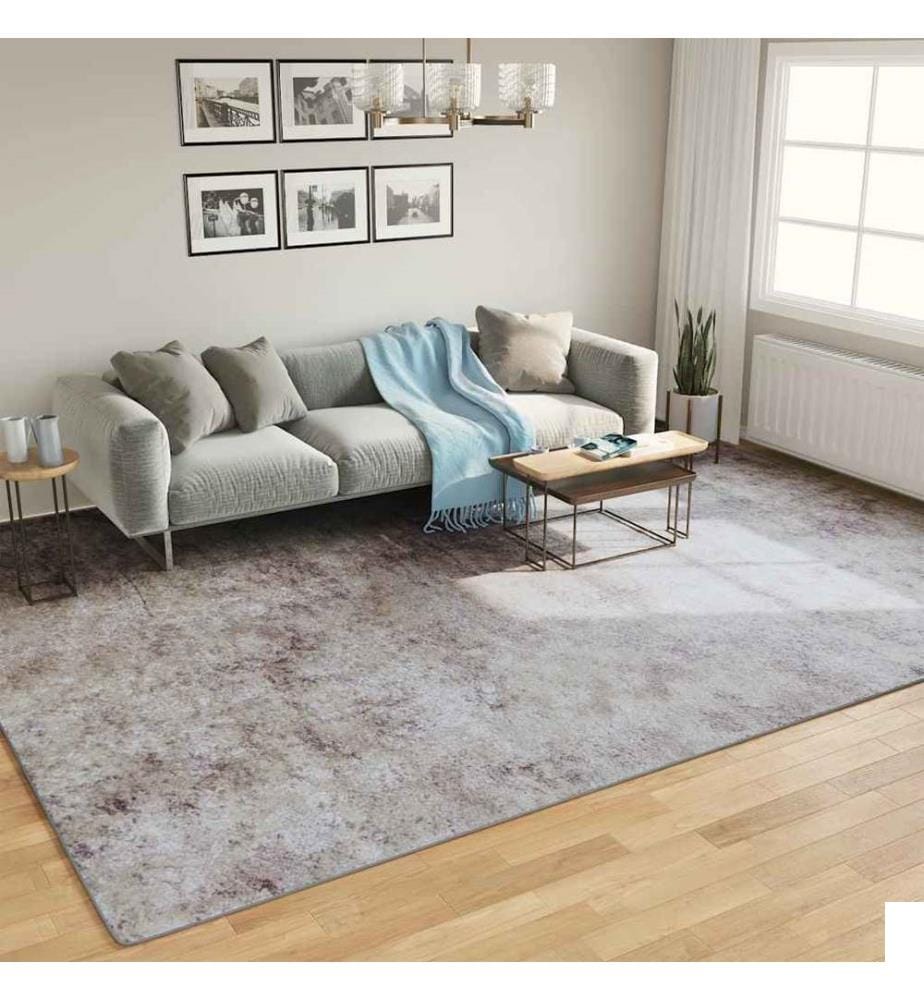 Tapis lavable gris 400x300 cm antidérapant