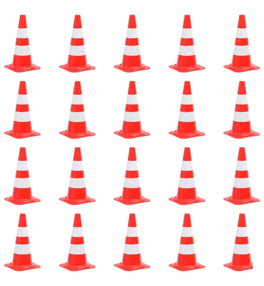 Cônes de signalisation réfléchissants 20pcs Rouge et blanc 50cm