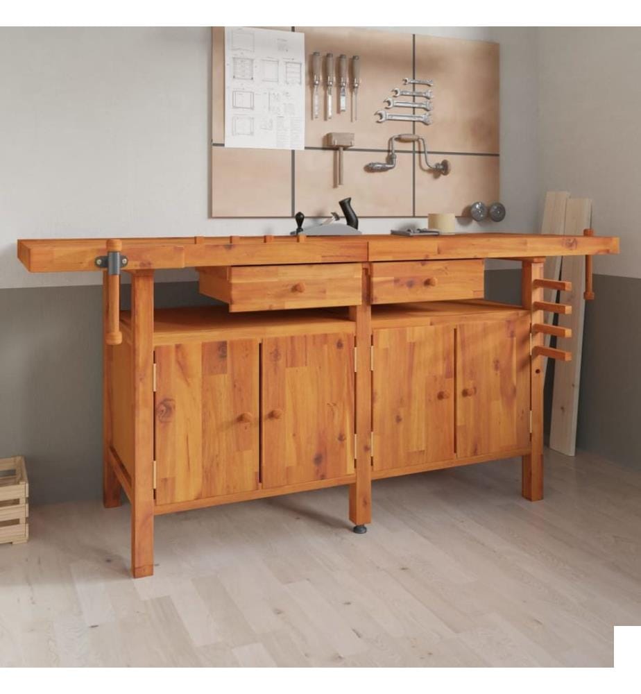 Établi avec tiroirs et étaux 192x62x83 cm Bois massif d'acacia