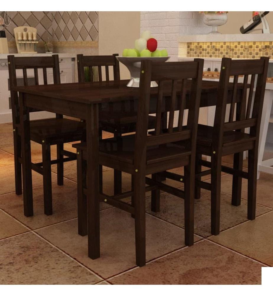 Table de salle à manger avec 4 chaises Marron