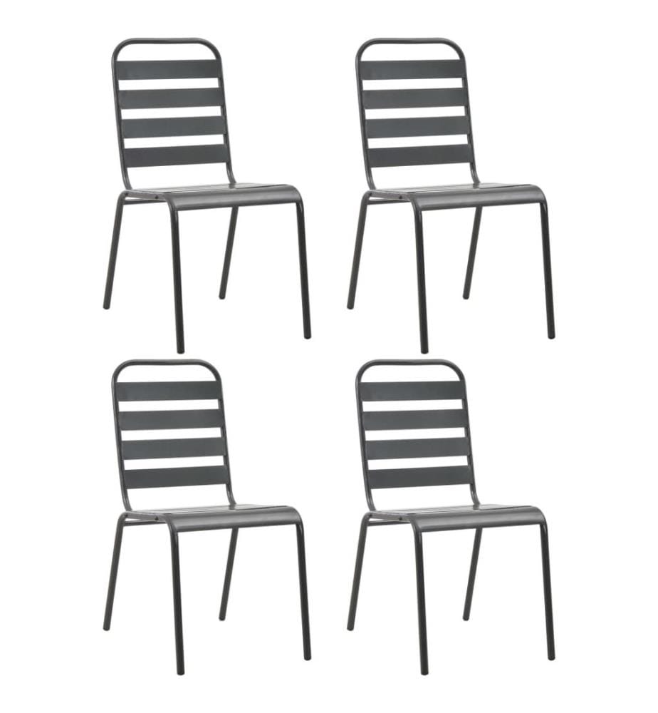 Chaises d'extérieur lot de 4 Design à lattes Acier Gris foncé