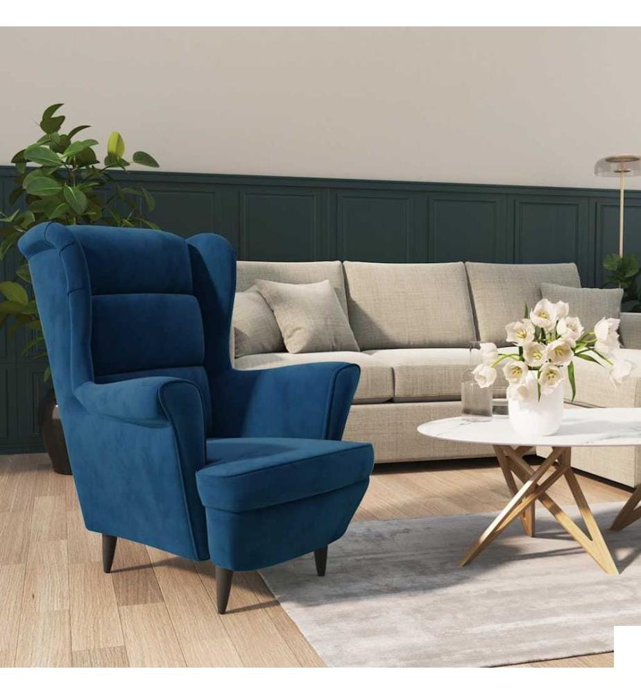 Fauteuil bleu velours