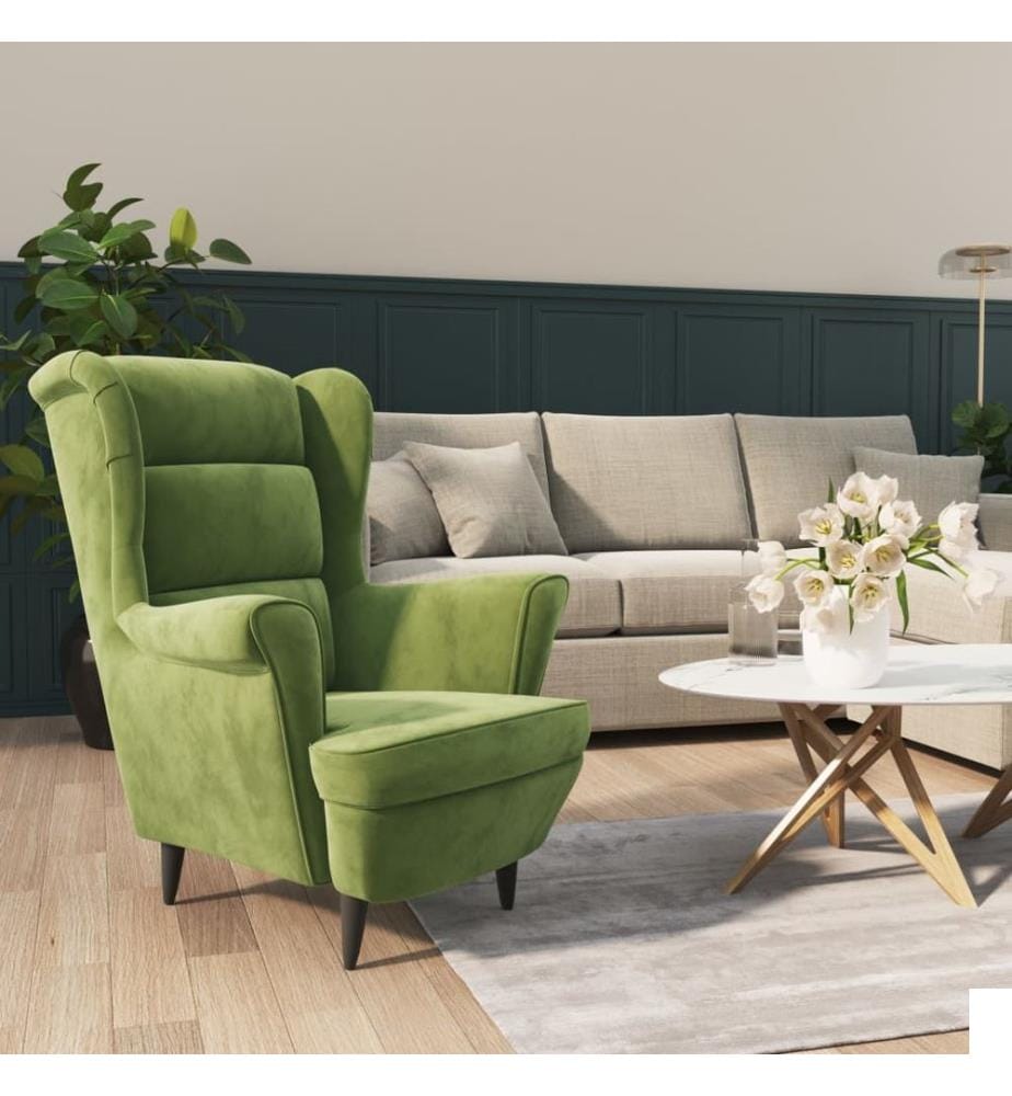 Fauteuil vert clair velours
