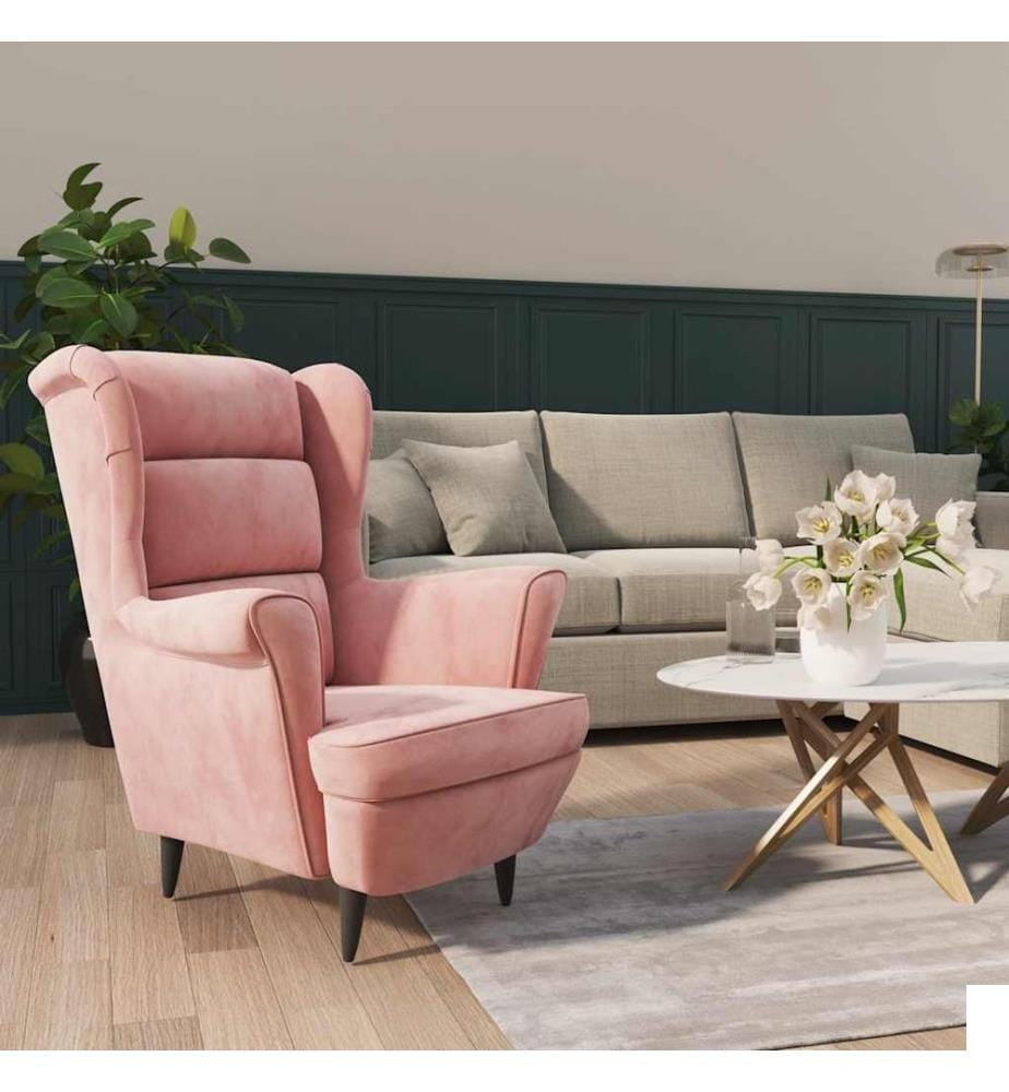 Fauteuil rose velours