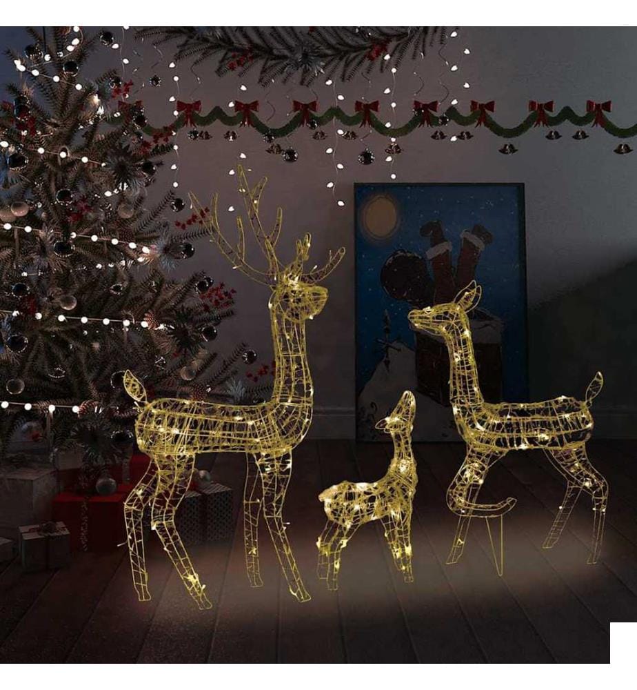 Famille de rennes de décoration Acrylique 300 LED blanc chaud
