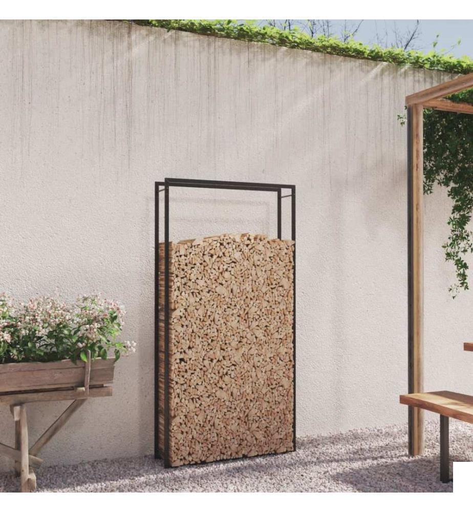 Portant de bois de chauffage Noir mat 110x28x214 cm Acier