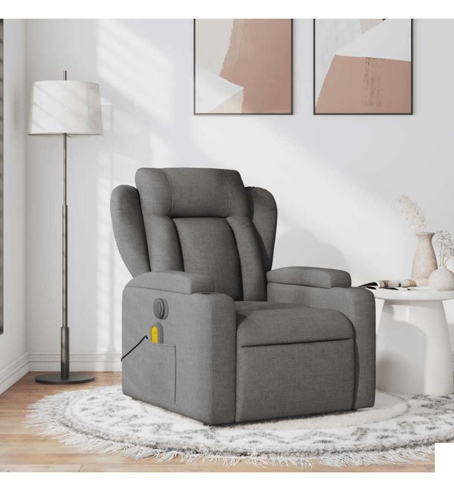 Fauteuil de massage inclinable Gris foncé Tissu