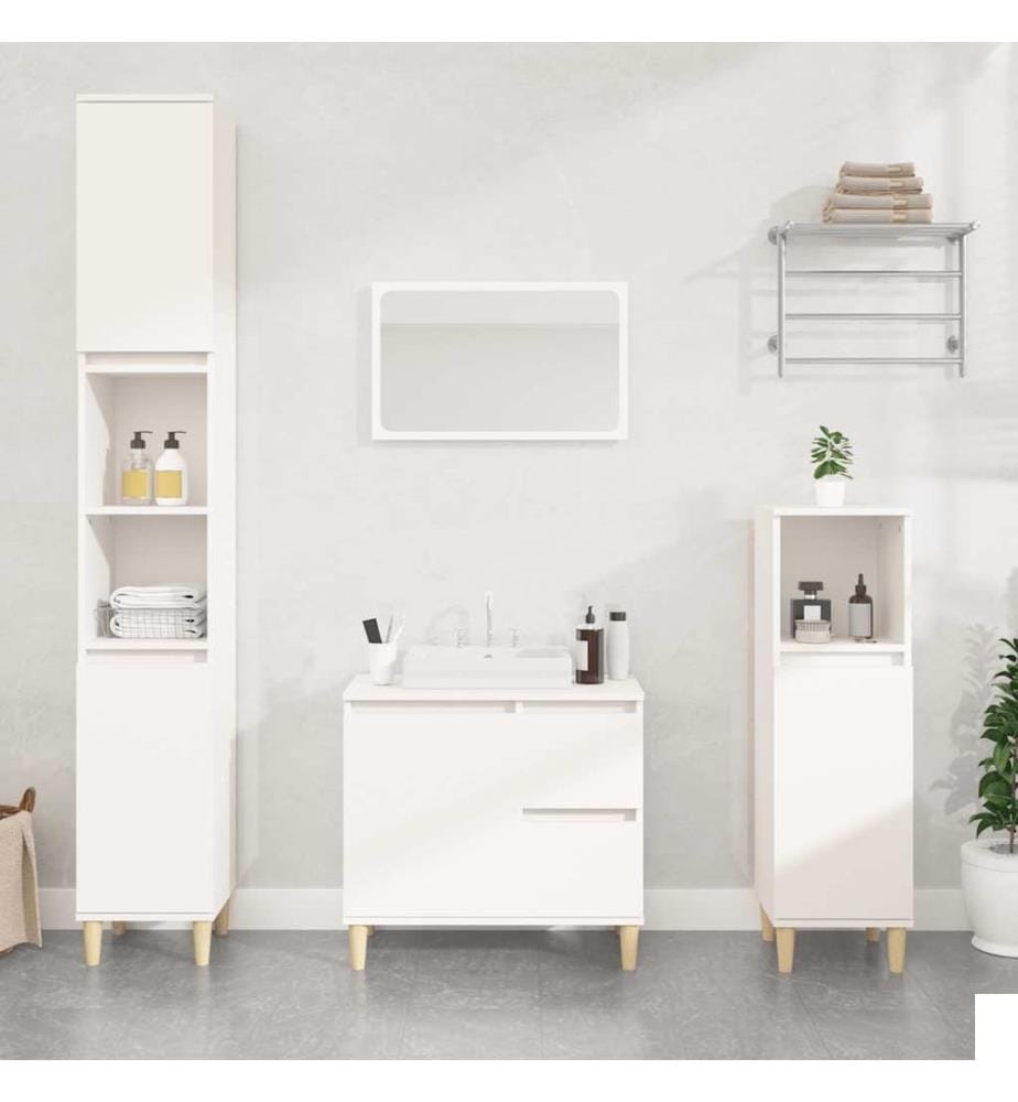 Armoire de salle de bain blanc 65x33x60 cm bois d'ingénierie