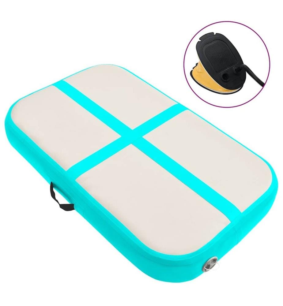 Tapis gonflable de gymnastique avec pompe 60x100x10 cm PVC Vert