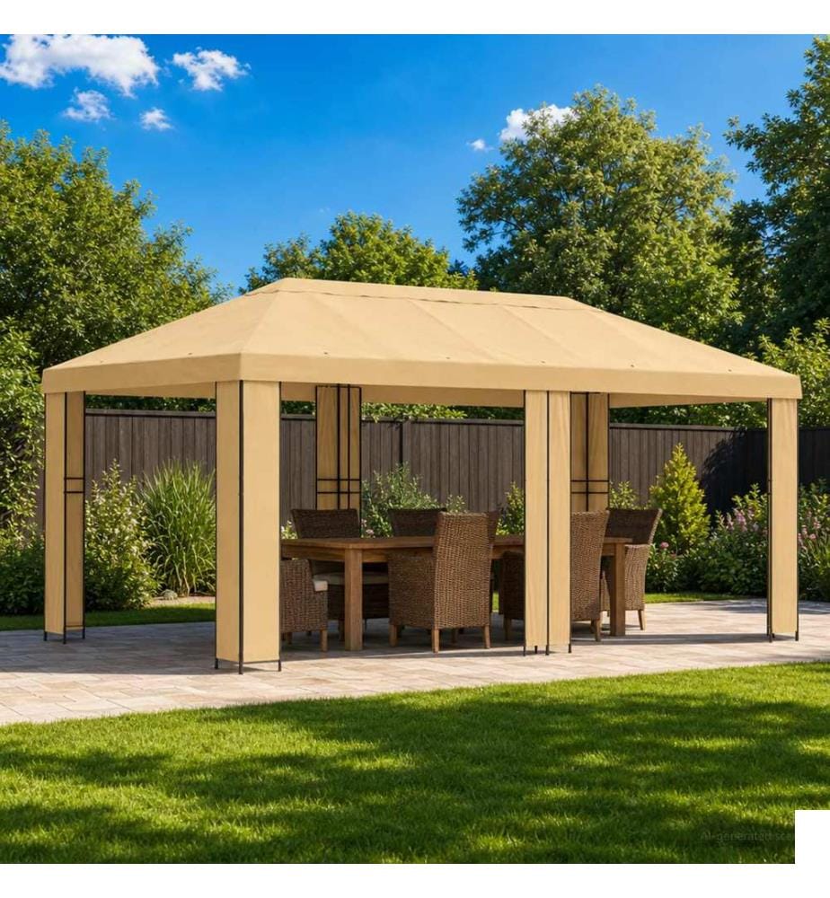 Abri de jardin 6 x 3 m Crème Polyester et Acier 190