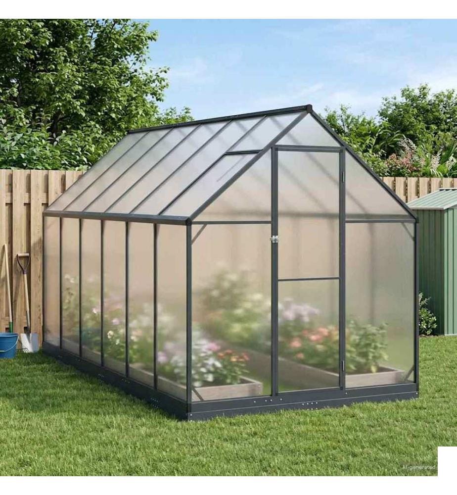 Serre de jardin avec porte Anthracite 183,5 x 363,5 x 207 cm